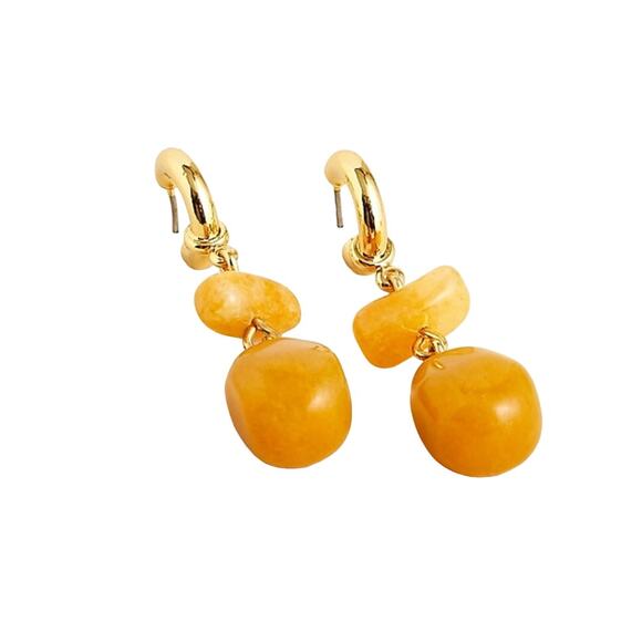 NWT J. Crew Gold/Brown Semiprecious Stone Drop Earrings - Sold Separately - Picture 1 of 11